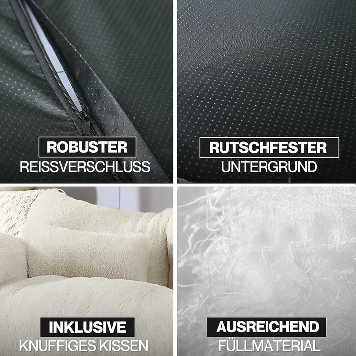 Canapea pentru pisici Noviclass® Simba | Include o pernă mică | 70 x 48 cm | Pat pentru pisici mici | Pufos, bine căptușit | Husă detașabilă (crem)