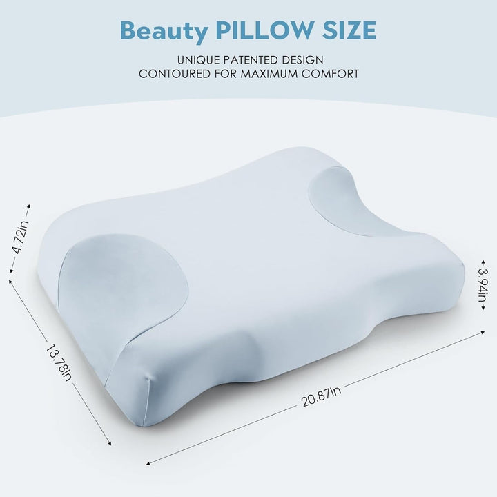 Royalisneeo Pernă de frumusețe pentru spate, stomac și dureri laterale Pernă pentru dureri de gât și umăr, pernă din spumă de memorie pentru anti-rid și anti-îmbătrânire, albastru (standard) Perne ortopedice cervicale Naty Shop
