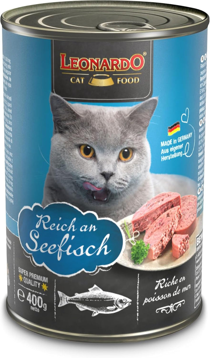 LEONARDO Hrană umedă [6X400G Sea Fish] | Hrană umedă fără cereale pentru pisici | Hrană umedă completă la conservă