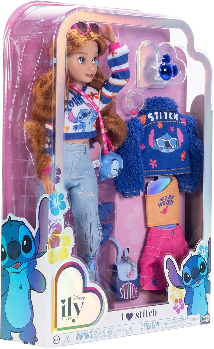 Disney ILY 4EVER Fashion Dolls Stitch cu păr roșcat 11.5" înălțime cu 13 puncte de articulare, două ținute complete Mix-And-Match și inel Mickey strălucitor pentru tine! Papusi Naty Shop