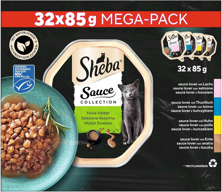 SHEBA Bowl Hrană umedă Multipack Mega-Pack Colecția de sosuri Fine Variety Msc-Certified 32 X 85G