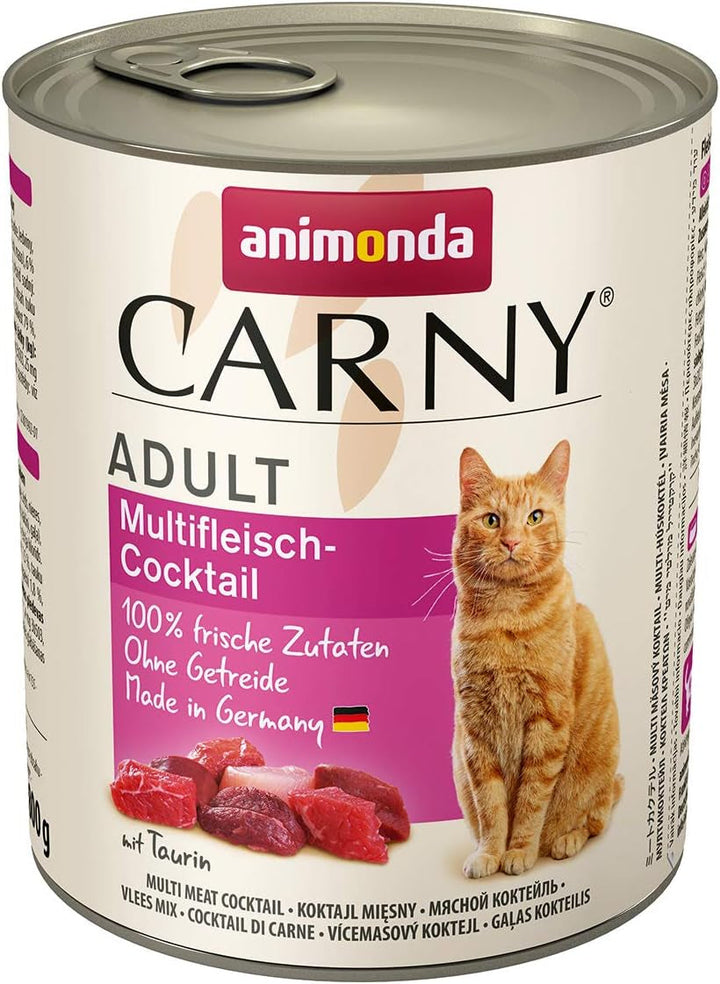 Animonda Carny Adult Hearty Variation (12 X 400 G), hrană umedă pentru pisici adulte, hrană umedă cu 100% ingrediente din carne proaspătă, hrană pentru pisici fără cereale și zahăr