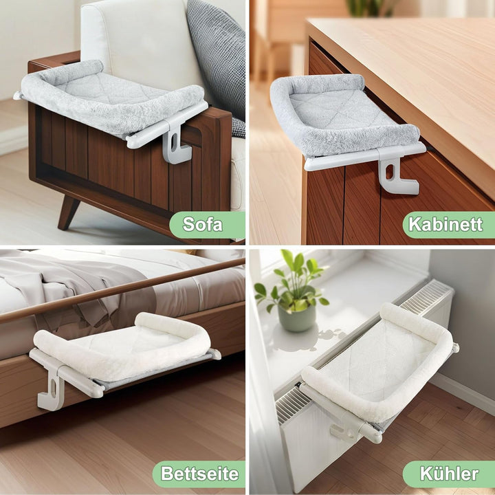 GUUSII HOME Șezlong încălzitor Pisici Șezlong pentru pisici Balcon Pat pentru pisici Pentru marginea patului Șezlong suspendat cu încălzire Pat suspendat Hamac Radiator Pisici Șezlong încălzitor Pisici 55 * 38cm Capacitate 18Kg (Gri, S)