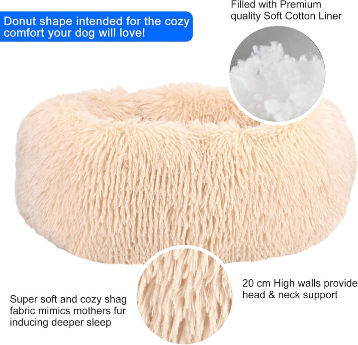 Pat pentru pisici Queta, pat minunat pentru animale de companie, pat pentru câini mici, pat rotund și moale, pat pentru pisici (50 cm, bej)