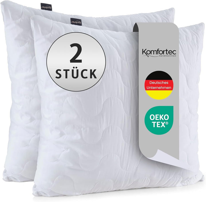 Pernă 80X80 Cm set de 2, pernă certificată Oeko-Tex cu umplutură de pernă 1000G, potrivită pentru alergici, lavabilă Perne standard Naty Shop 40X40 Cm pachet dublu Matlasat