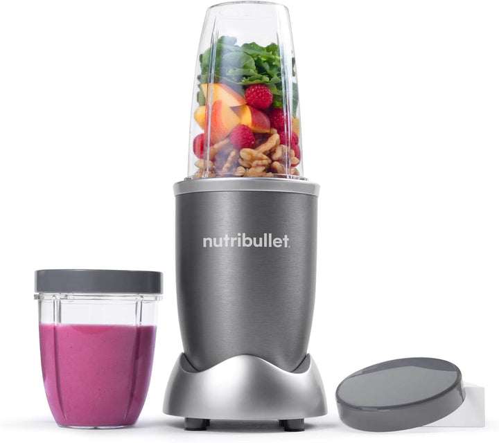 Nutribullet Original, Elektrischer Mixer, Zerkleinerer, Smoothiemixer, Smoothie Maker, 600 W Leistung, Einfach Und Schnell in Der Anwendung, Kompakt, Leicht Zu Reinigen, NB603DG Bucatarie Naty Shop Grau Verpackung Mit Zubehör