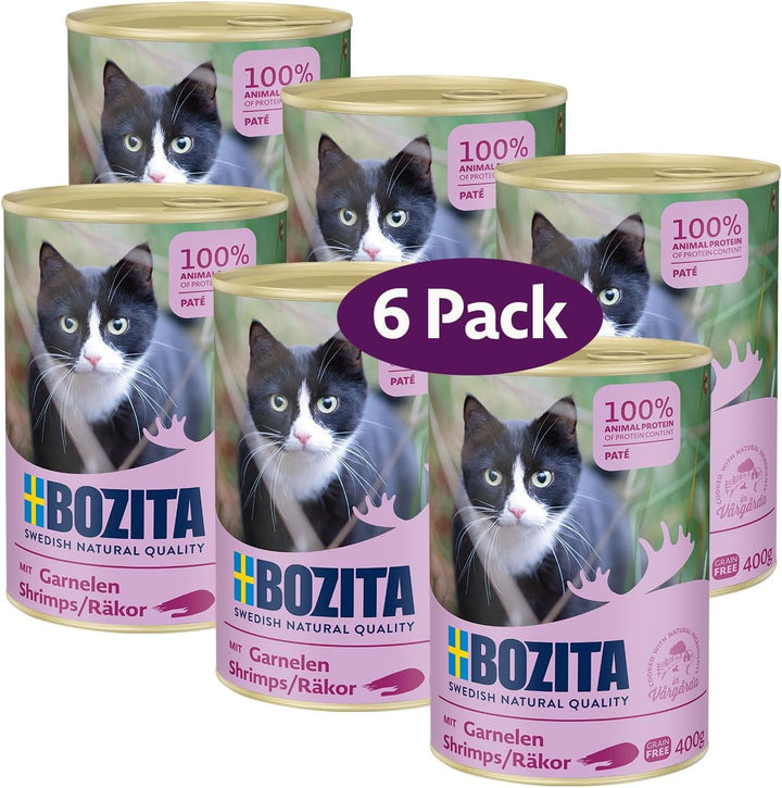 Bozita Paté Chicken Grain Free - 6X400G Hrană umedă pentru pisici și pisoi. Hrană completă cu 9,5 % proteine & 5 % grăsimi Produsă din ingrediente naturale de înaltă calitate, fără cereale - Din Suedia