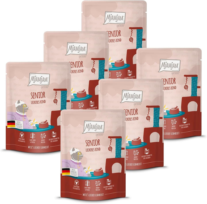 Mjamjam - Hrană umedă premium pentru pisici - Senior - Juicy Chicken, 6Pack (6X800G), fără cereale