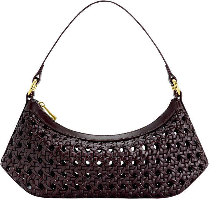 Geantă de umăr pentru femei JW PEI Lily Genti Femei Naty Shop Fake bambus tesatura Deep vin roșu