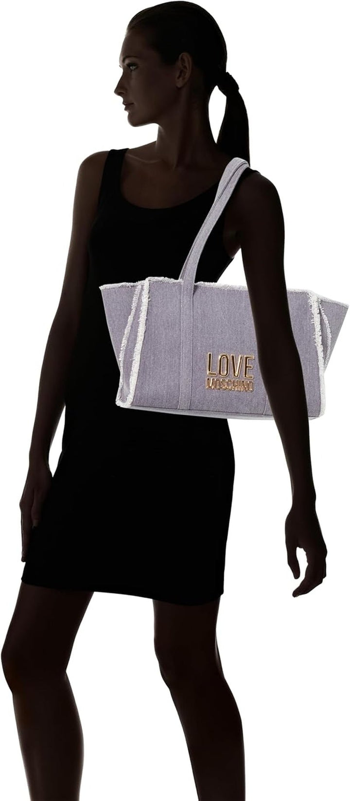 Geantă de umăr pentru femei Love Moschino, geantă de umăr din denim, denim Genti Femei Naty Shop