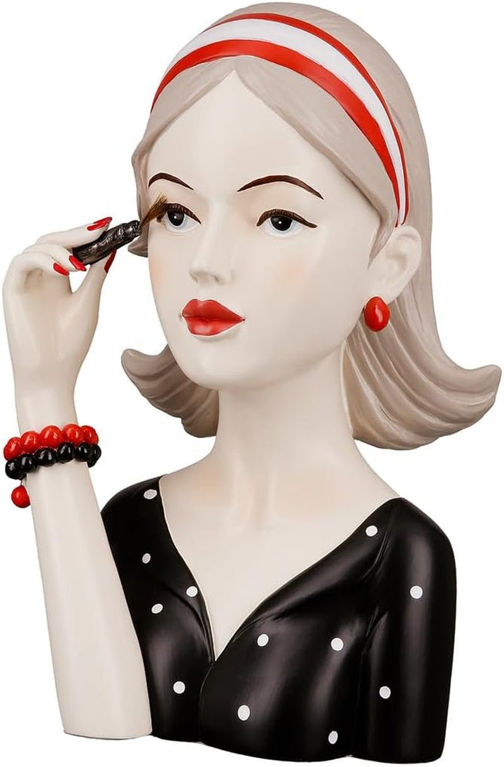 GILDE Figurină decorativă femeie africană Tortuga - Sculptură din rășină sintetică - Cadou decorare living pervaz - Culoare: maro, alb crem cu coș de fructe H 82 cm Statuete si sculpturi Naty Shop Negru Alb Roșu Înălțime 26 cm