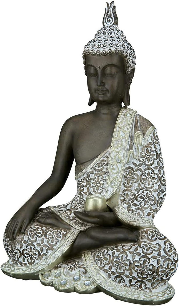 GILDE Sculptură decorativă Buddha șezând - Meditație - maro/alb - Înălțime 29 cm Statuete si sculpturi Naty Shop Maro Înălțime 35 cm