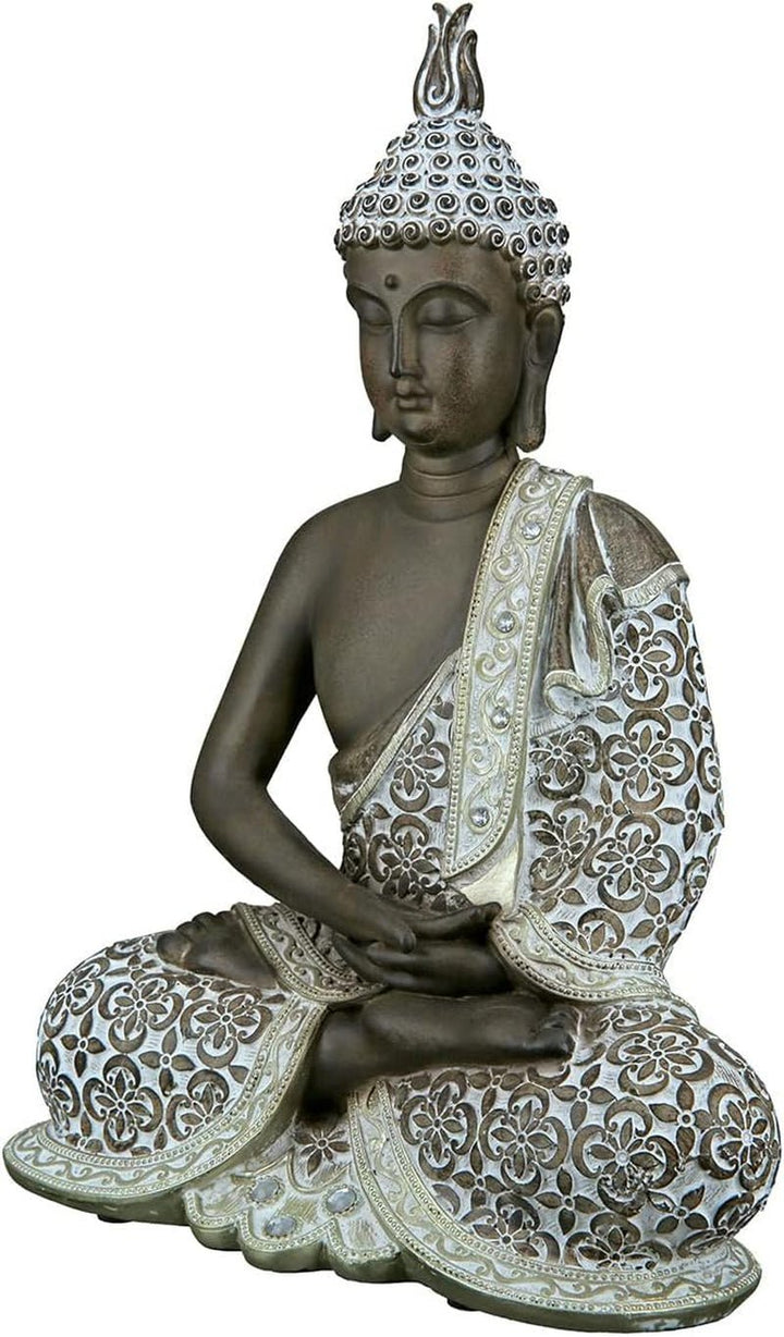 GILDE Sculptură decorativă Buddha șezând - Meditație - maro/alb - Înălțime 29 cm Statuete si sculpturi Naty Shop Maro Înălțime 29 cm