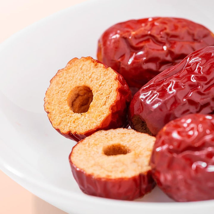 Jujube date, curmale cu sâmburi în vrac, curmale roșii chinezești, 1.1 lb/500 g Jujube mari, dulci Fructe uscate de jujube pentru gustări, ceai, supă, coacere Produse deshidratate Naty Shop