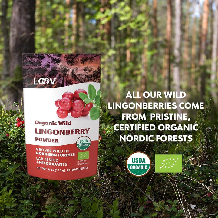 LOOV pulbere organică de afine, fabricată din afine sălbatice 100% întregi, liofilizate, recoltate în pădurile din nordul Europei, 113 g, fără zahăr adăugat Produse deshidratate Naty Shop