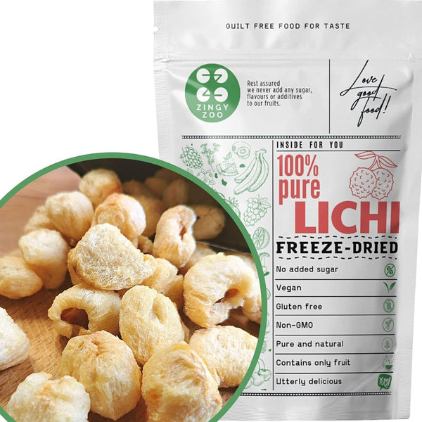 Lychee liofilizat | 100% Lychee fructe uscate liofilizate | uscate natural Vegan fără gluten | Nu Lychee suc Lychee sirop | Freeze Dried Fruit Tropical Litchi | ZingyZoo Produse deshidratate Naty Shop Titlu implicit