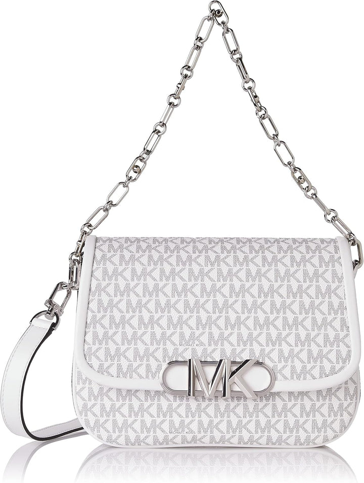 Michael Kors Ladies Parker Md Saddle Msgr Bag Genti Femei Naty Shop Opticwt/Blk