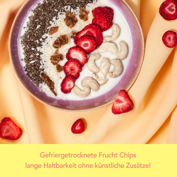 Mono chipsuri liofilizate - 300g chipsuri de căpșuni din căpșuni 100% naturale - fructe tropicale uscate - fructe uscate de căpșuni - gustare pentru muesli și deserturi - chipsuri de căpșuni Produse deshidratate Naty Shop