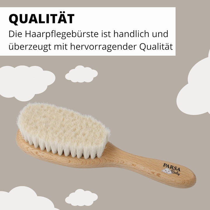 PARSA Beauty perie de păr pentru bebeluși cu păr de capră - perie de păr pentru bebeluși fabricată din lemn de fag certificat FSC® - perie pentru îngrijirea părului fin al bebelușilor - perie pentru bebeluși Copii - Baie si Skincare Naty Shop